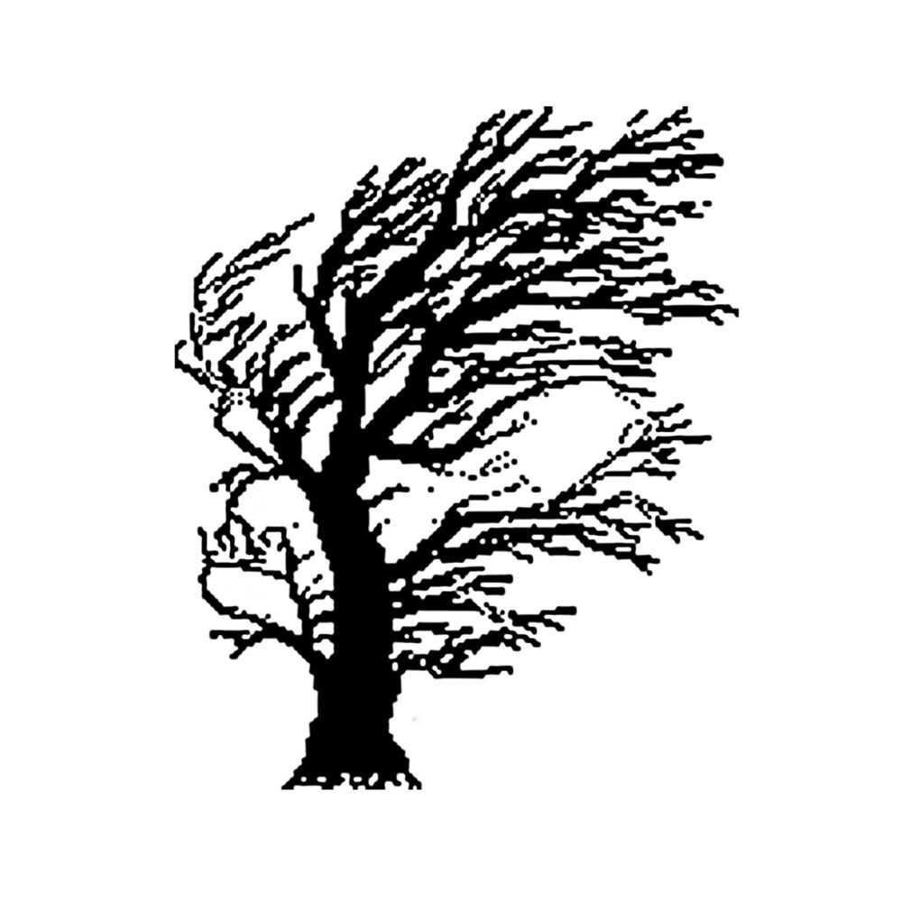 Encaustic Holzstempel - Baum im Wind